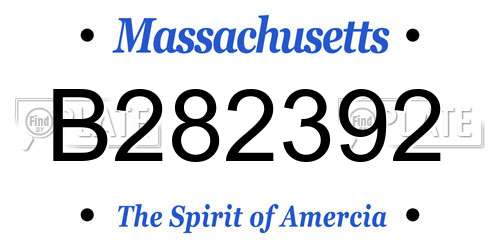 B282392 Massachusetts License Plate