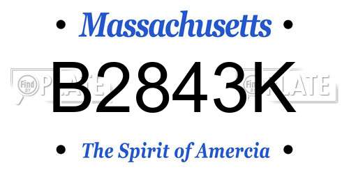 B2843K Massachusetts License Plate