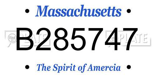 B285747 Massachusetts License Plate