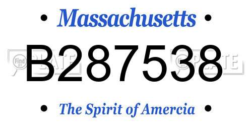 B287538 Massachusetts License Plate