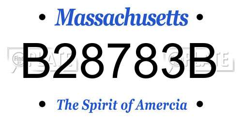 B28783B Massachusetts License Plate