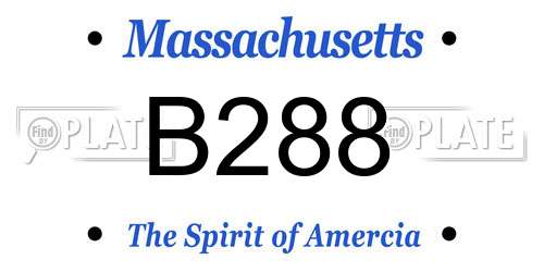 B288 Massachusetts License Plate
