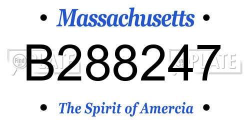 B288247 Massachusetts License Plate