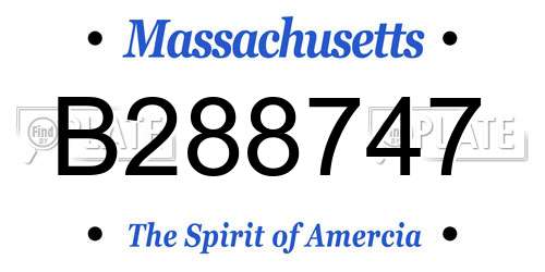 B288747 Massachusetts License Plate