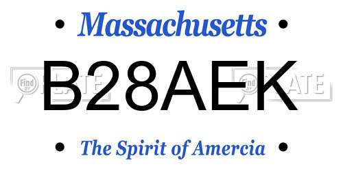 B28AEK Massachusetts License Plate