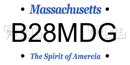 B28MDG Massachusetts License Plate