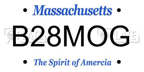 B28MOG Massachusetts License Plate