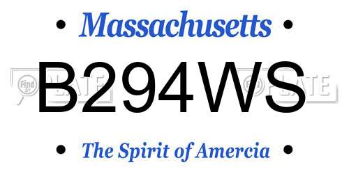 B294WS Massachusetts License Plate