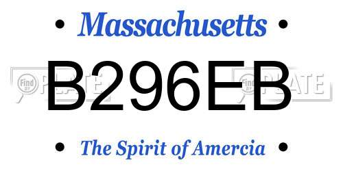 B296EB Massachusetts License Plate