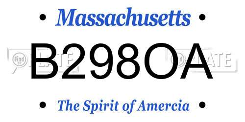 B298OA Massachusetts License Plate