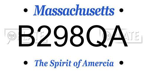 B298QA Massachusetts License Plate