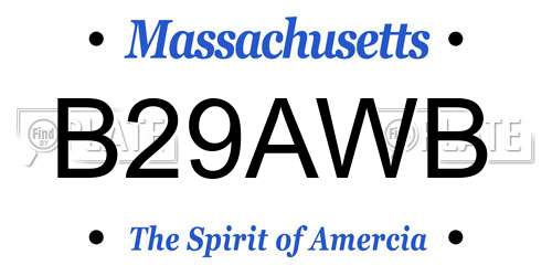 B29AWB Massachusetts License Plate