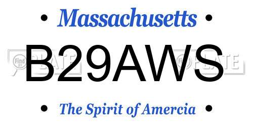 B29AWS Massachusetts License Plate