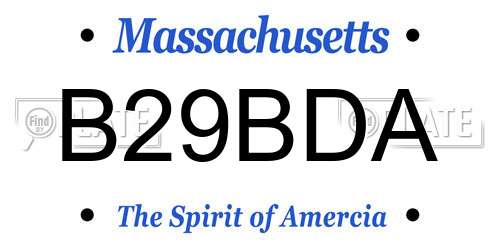 B29BDA Massachusetts License Plate