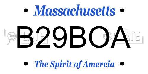 B29BOA Massachusetts License Plate