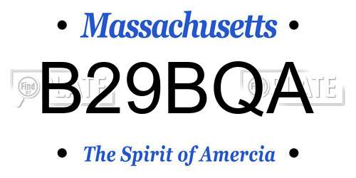 B29BQA Massachusetts License Plate