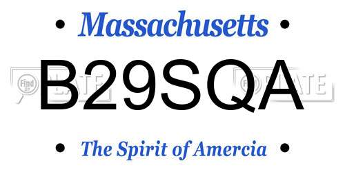 B29SQA Massachusetts License Plate