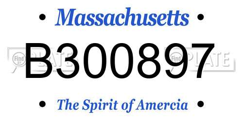 B300897 Massachusetts License Plate