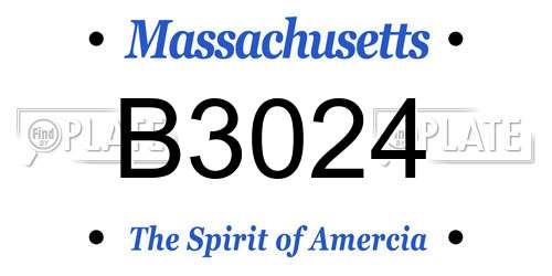 B3024 Massachusetts License Plate
