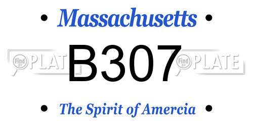 B307 Massachusetts License Plate
