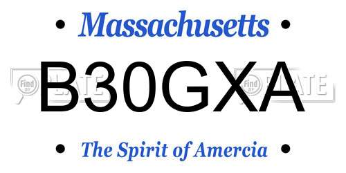 B30GXA Massachusetts License Plate