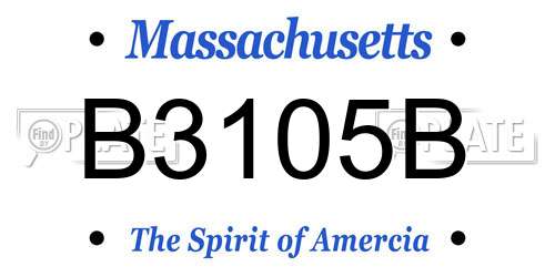 B3105B Massachusetts License Plate