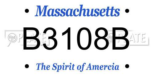 B3108B Massachusetts License Plate