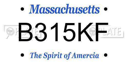 B315KF Massachusetts License Plate