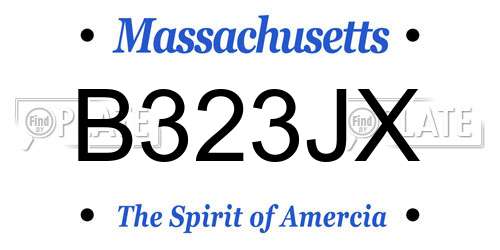 B323JX Massachusetts License Plate