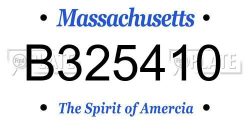 B325410 Massachusetts License Plate