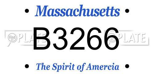 B3266 Massachusetts License Plate