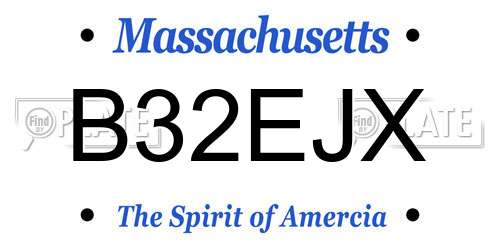 B32EJX Massachusetts License Plate