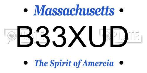 B33XUD Massachusetts License Plate