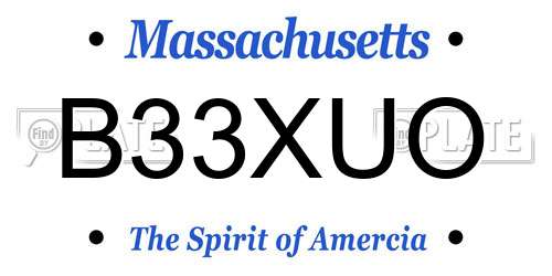 B33XUO Massachusetts License Plate