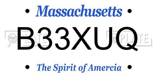 B33XUQ Massachusetts License Plate