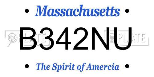 B342NU Massachusetts License Plate