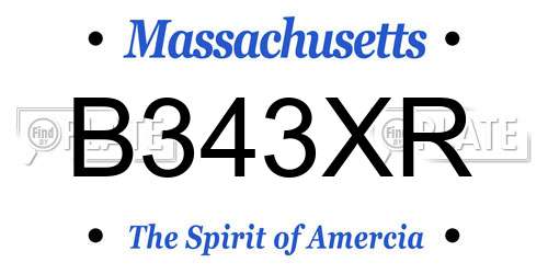 B343XR Massachusetts License Plate