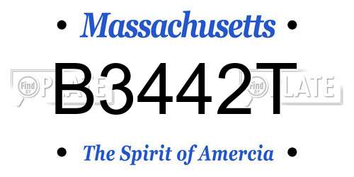B3442T Massachusetts License Plate