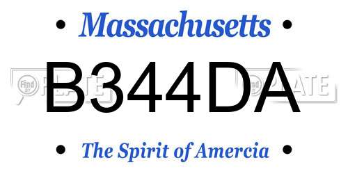 B344DA Massachusetts License Plate