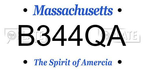 B344QA Massachusetts License Plate