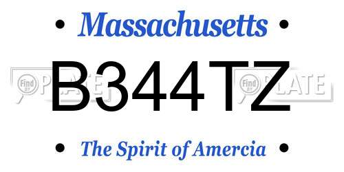 B344TZ Massachusetts License Plate