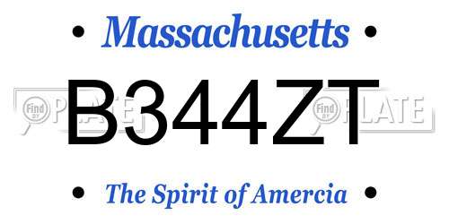 B344ZT Massachusetts License Plate