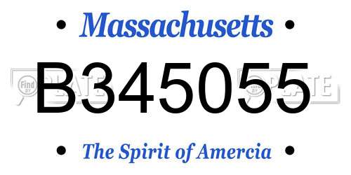 B345055 Massachusetts License Plate