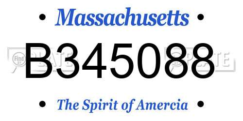 B345088 Massachusetts License Plate