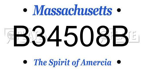 B34508B Massachusetts License Plate
