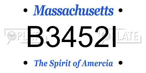 B3452I Massachusetts License Plate