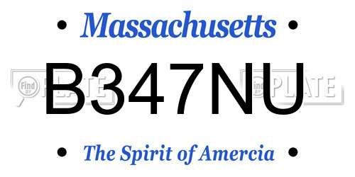 B347NU Massachusetts License Plate