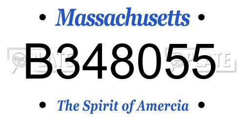 B348055 Massachusetts License Plate