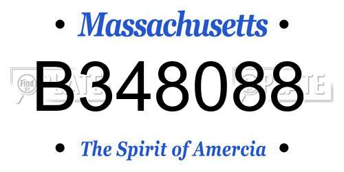 B348088 Massachusetts License Plate