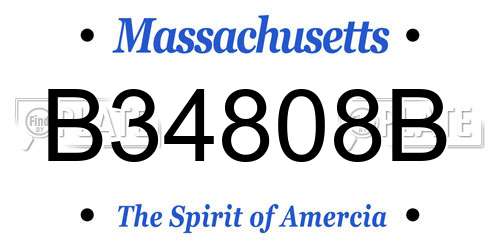 B34808B Massachusetts License Plate